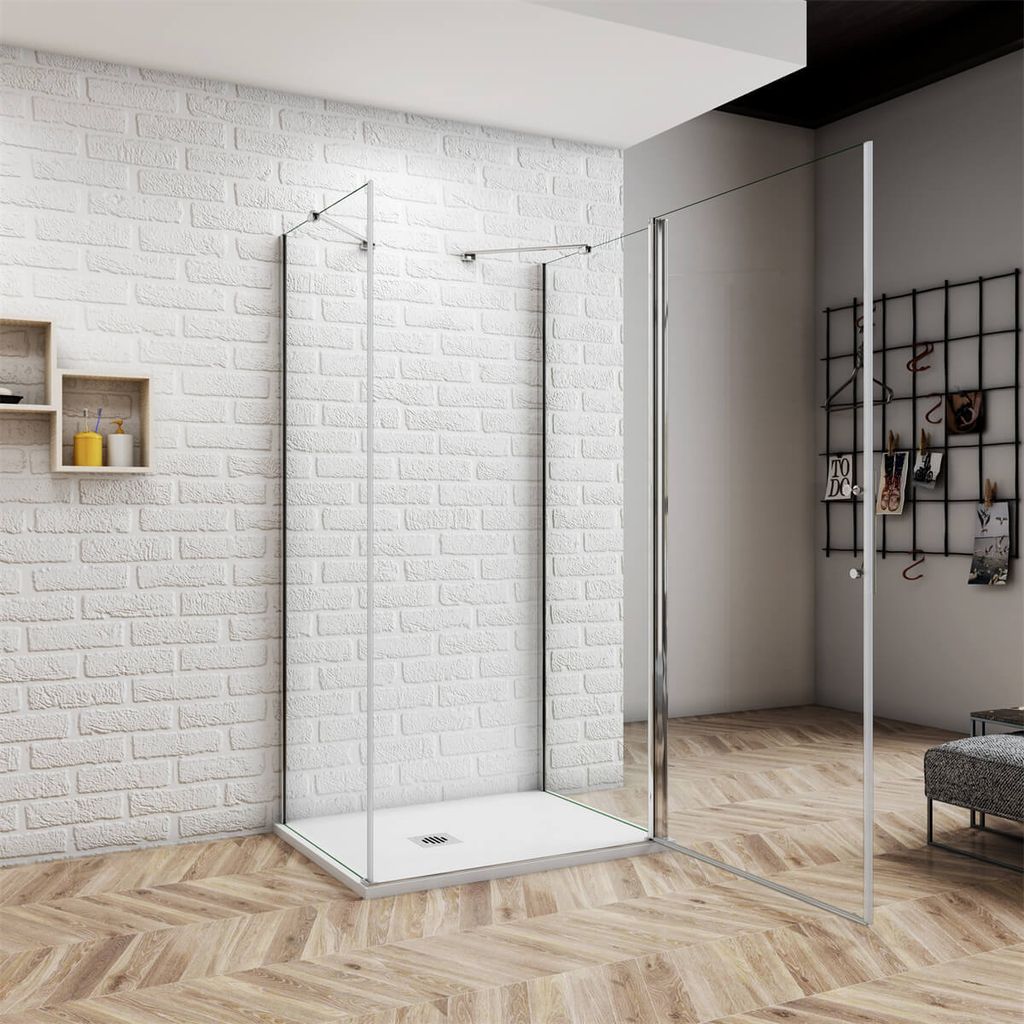 100x90cm 185cm 6mm U-Form Duschkabine ESG Nano Glas Duschtür Glastür Drehtür