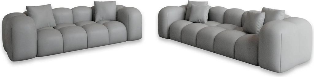 Echtleder 3-2-Sitzer Sofa Set Valora Hellgrau