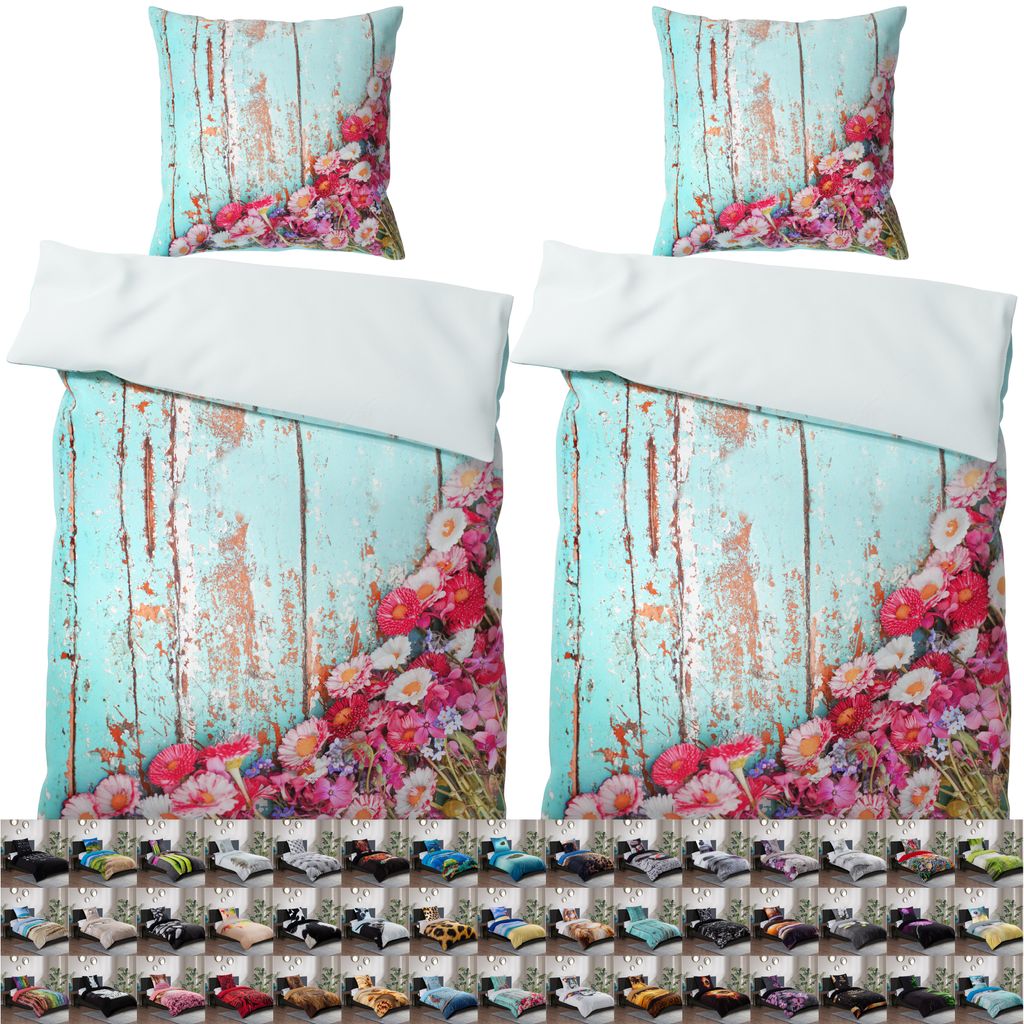SANILO Bettwäsche 135x200 cm, 100% feinste Baumwolle, 4-teilig, Bettbezug, Kissenbezug 80x80cm - Spring