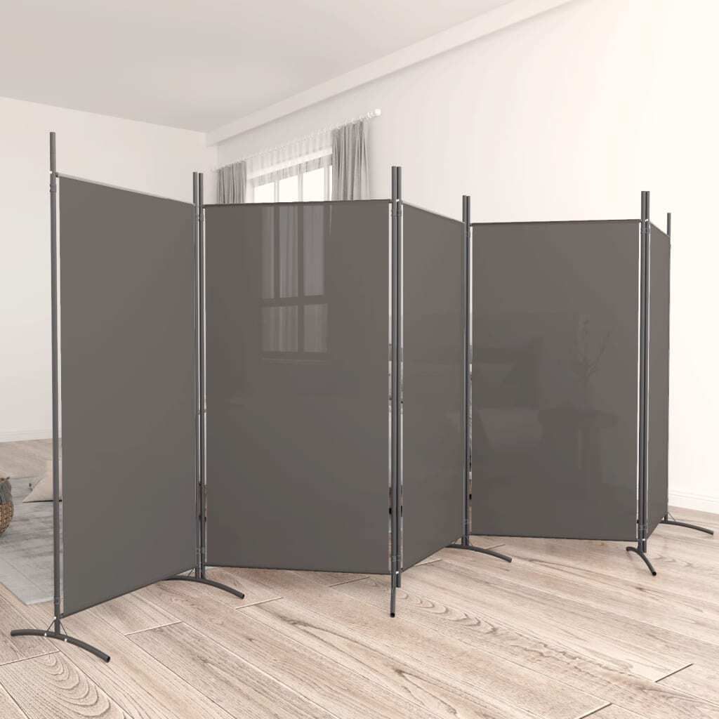 vidaXL 5 tlg. Paravent Anthrazit 433x180 cm Stoff - Raumteiler - Paravent - Raumtrenner - Trennwand