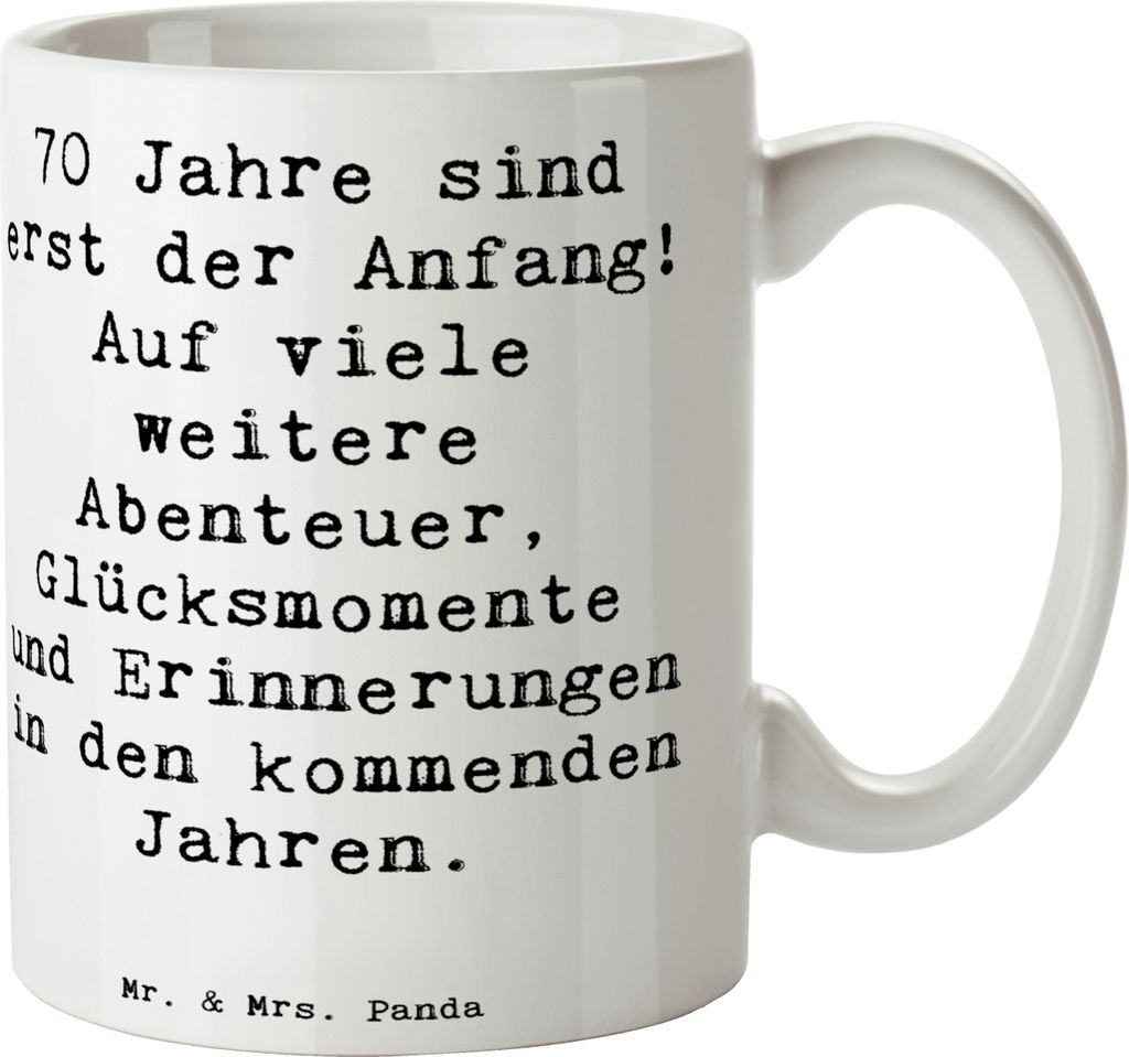 Mr. & Mrs. Panda Tasse Spruch 70. Geburtstag Beginn - Weiß - Geschenk, Kaffeetasse, Vorfreude, Happy Birthday, Meilenstein, Geburtstagsfeier, herz...