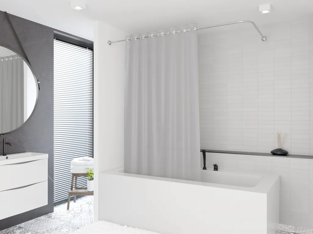 Tenda Doccia Eco-PEVA Grigio Chiaro 150x200 | Benessere e Igiene Bagno