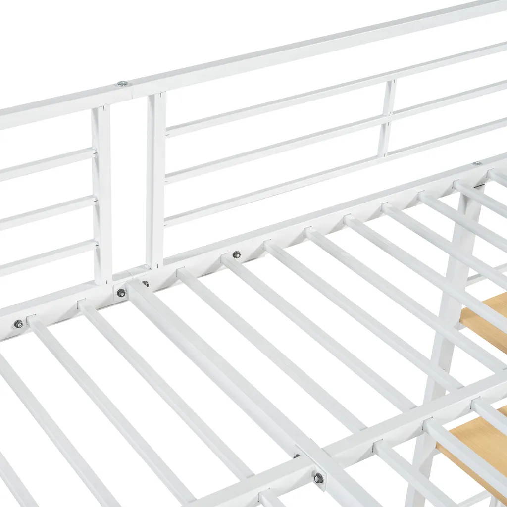 Lit superposé gain de place 90x200cm Blanc avec rangement - Merax - 12