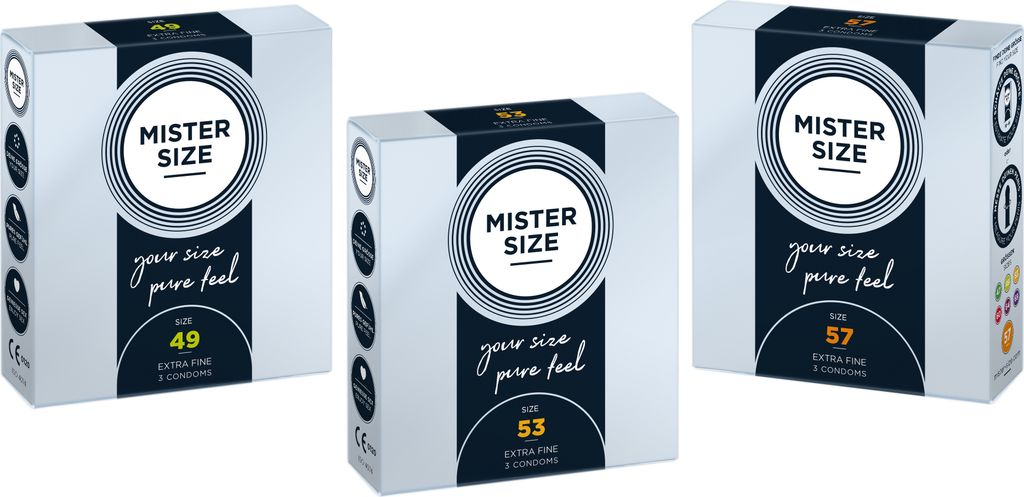 9x Mister Size Kondome Probierset 49 / 53 / 57 mm - mittelgroße Kondome