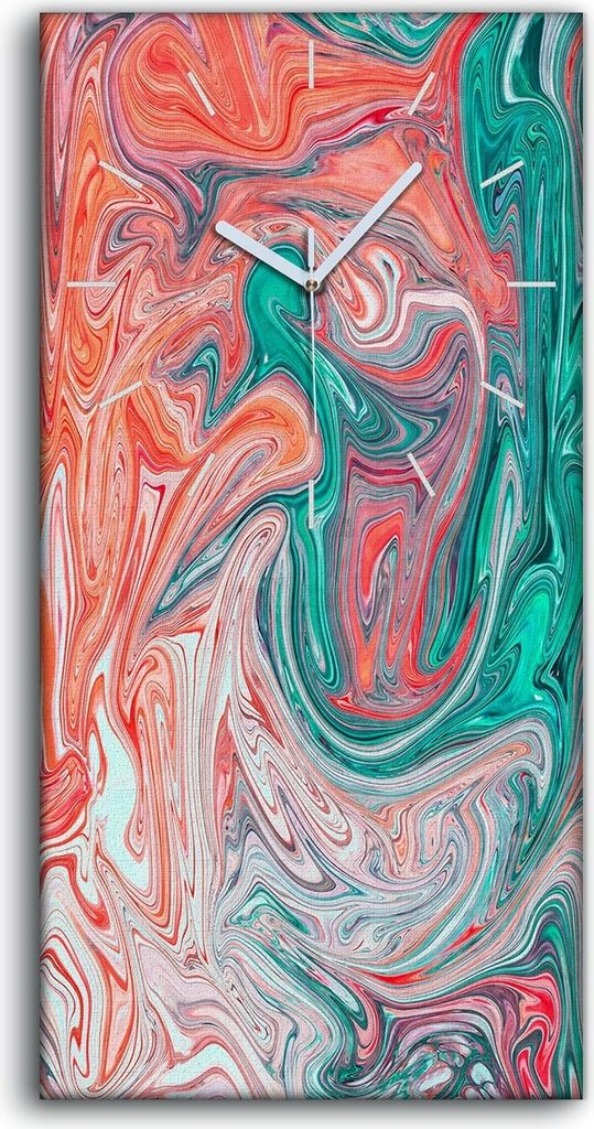 Wandbild Leinwand Bilder mit Uhr Geräuschlos 30x60 Malerei Abstrakte Kunst - weiße Hände