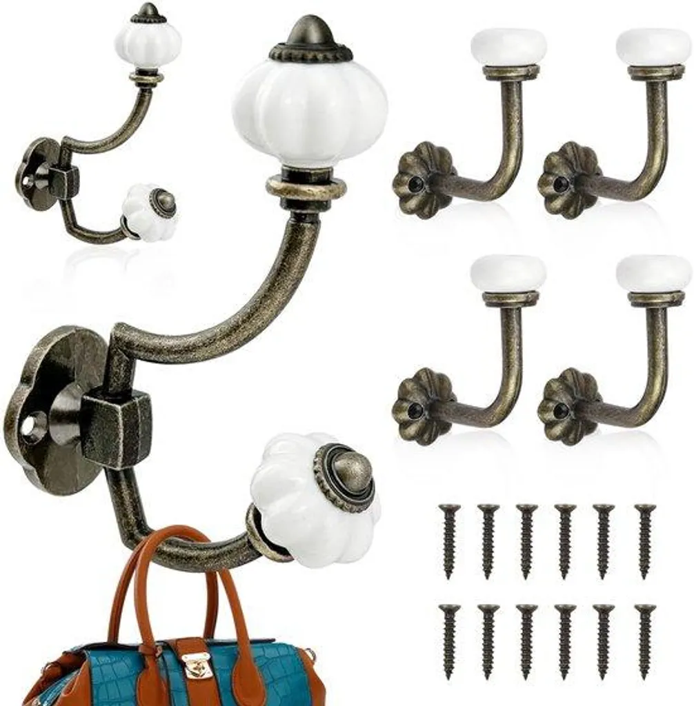 Crochet Mural Vintage Bronze pour Organiser votre Cuisine et Entrée x6