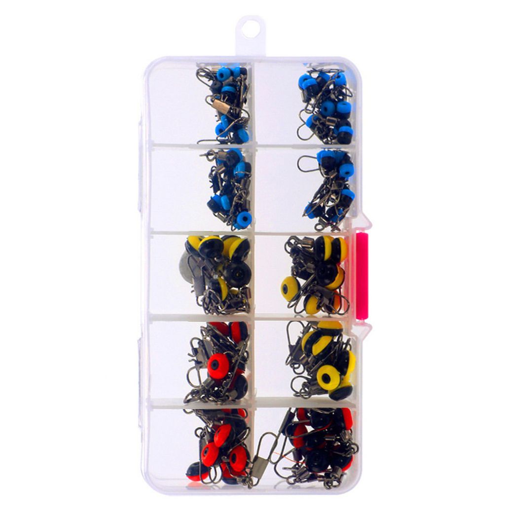 100 Stück Angel-Space Beans mit Interlock-Druckknöpfen, Antikollisions-Puffer, Drahtschutz, Zubehör, Angel-Posenverbinder, Bobber-Stopps, Meeres...