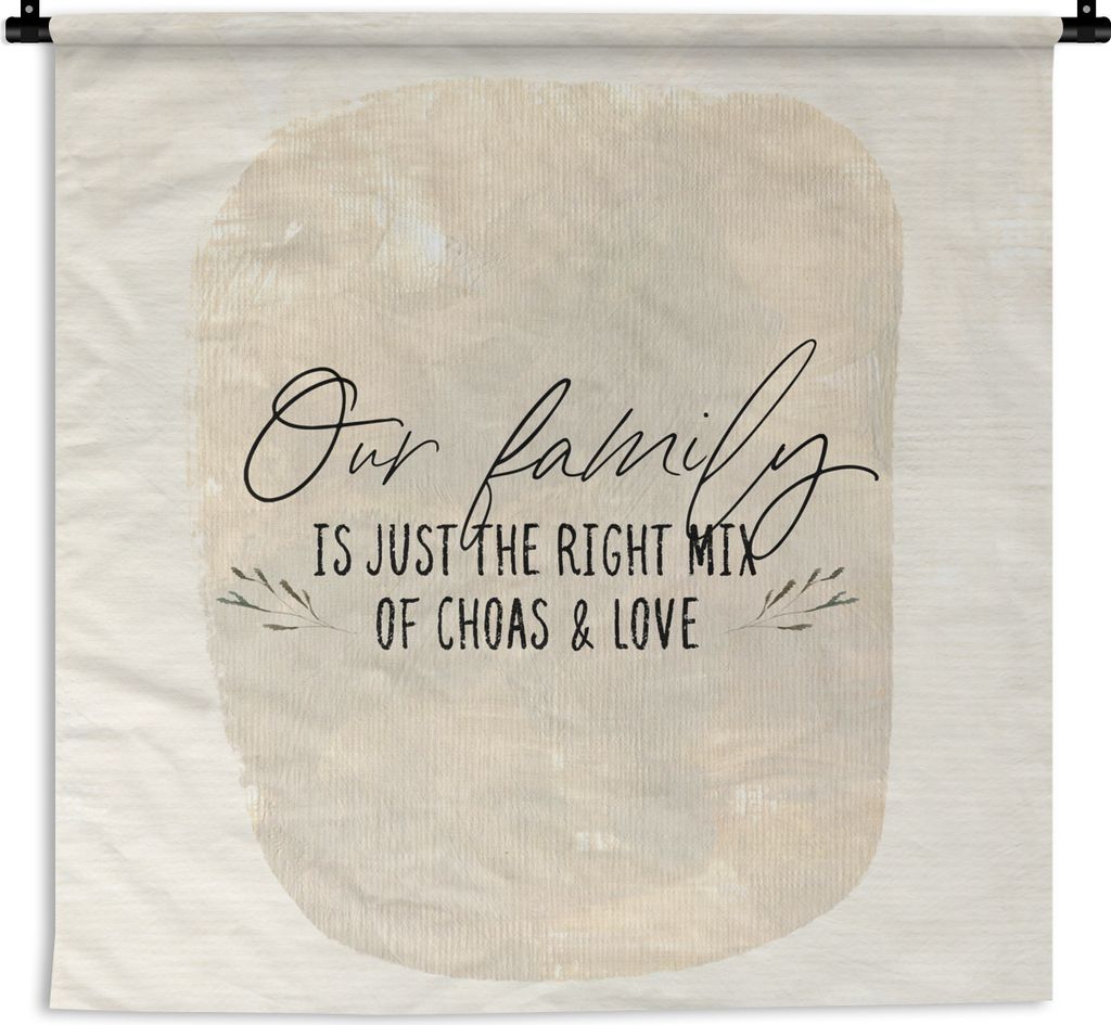 MuchoWow Wandteppich - Wandbehang - Familie - Ouders - Quote - 120x120 cm - Tapisserie Dekoration - Wandtuch - Modern - Baumwollgewebe