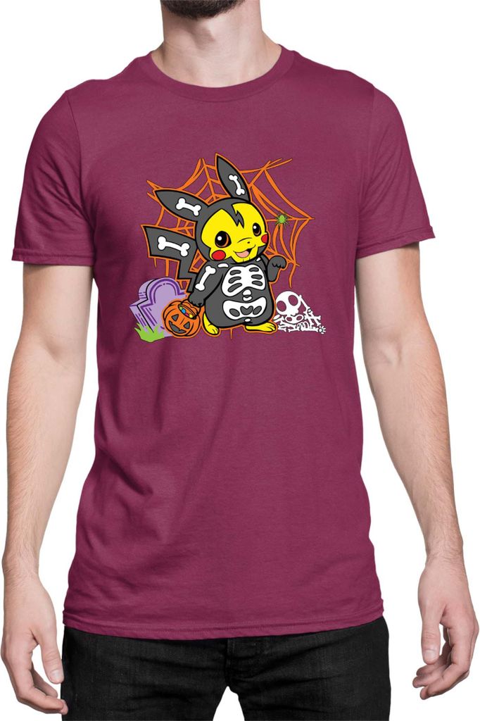 Herren T-Shirt Japan Manga Anime Comics Pokemon 038, Man S / Burgundy