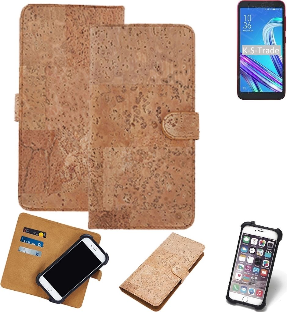 K-S-Trade Hülle kompatibel mit Asus ZenFone Live (L2) SD425 Kork Handyhülle Cover Schutzhülle TPU Case Bumper in Hellbraun, (1x)