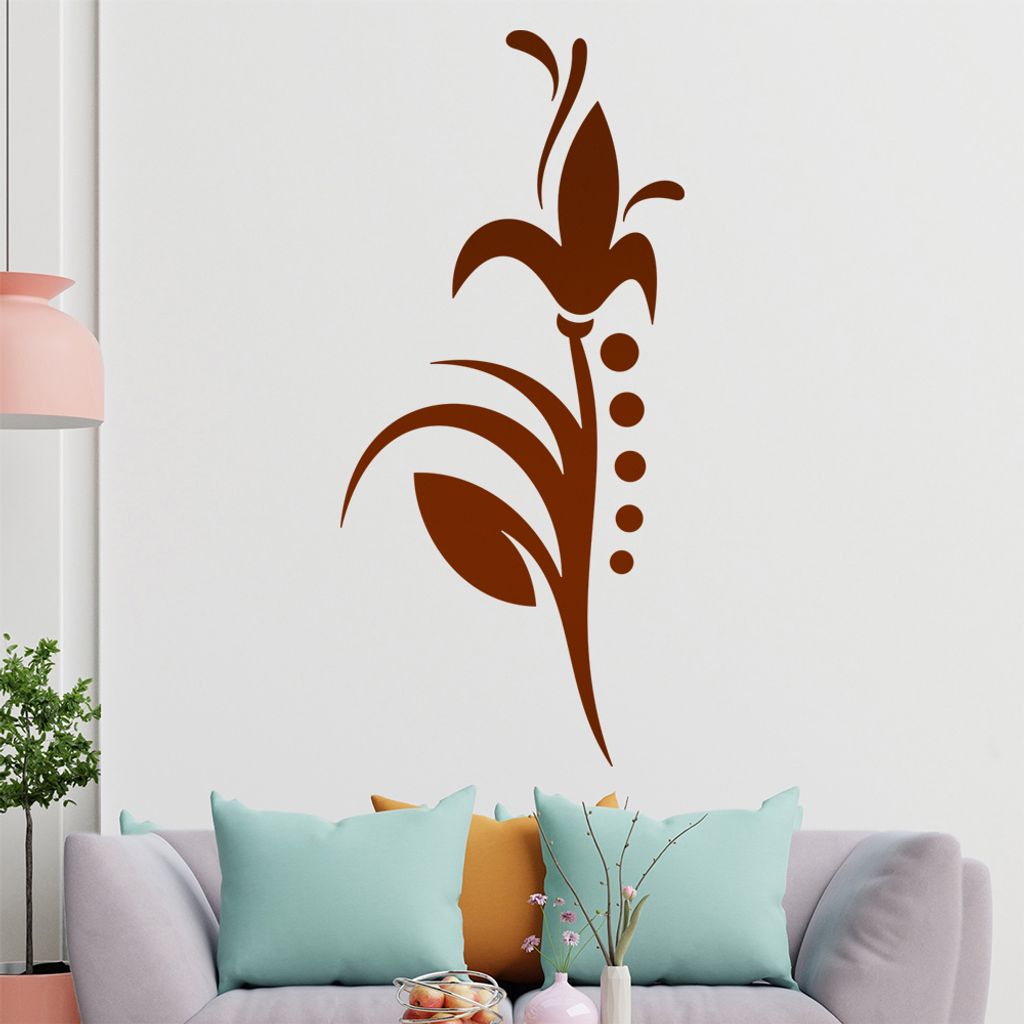 Blume - Linien Punkte Wandtattoo in 6 Größen - Wandaufkleber Wall Sticker - Dekoration, Küche, Wohnzimmer, Schlafzimmer, Badezimmer