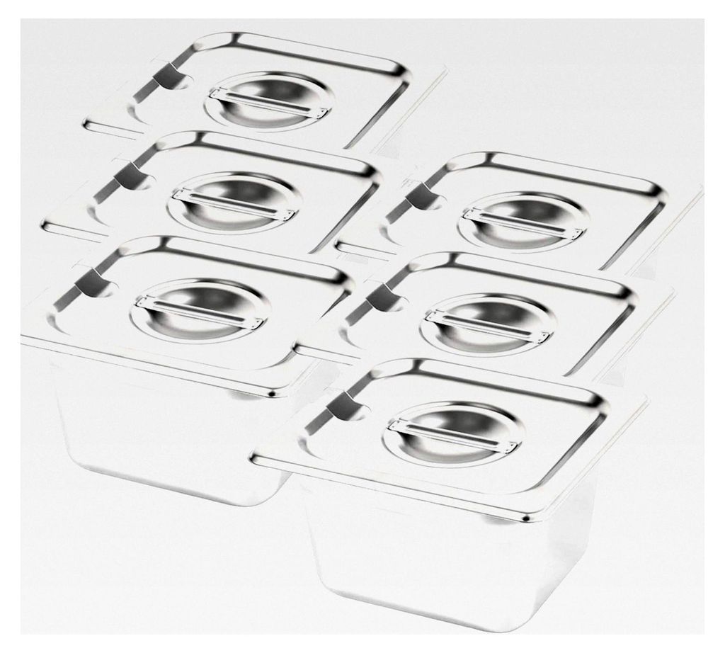 Dampftischpfanne, 10,2 cm tief, 1/6 Größe, Edelstahl, stapelbar, Catering-Pfanne mit Deckel, für Restaurant, Hotel, Buffet, Partyzubehör, 1,5 l...