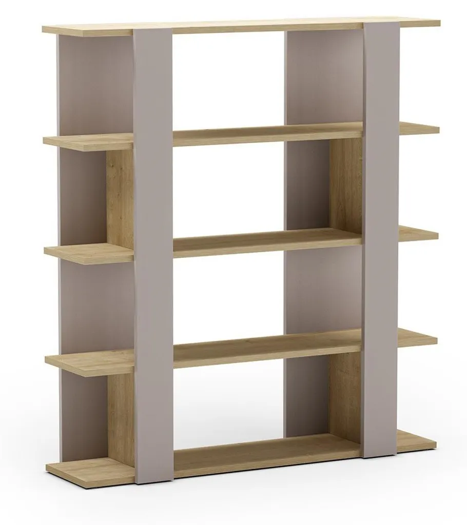 CALICOSY Étagère H122 cm NAILA : Bibliothèque Moderne Bois et Blanc
