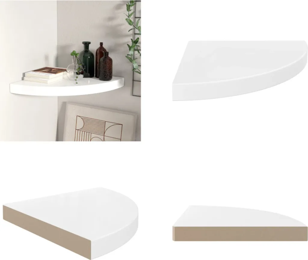 Mensola Galleggiante 35x35 Bianca Lucida - Arredo Angolare Moderno