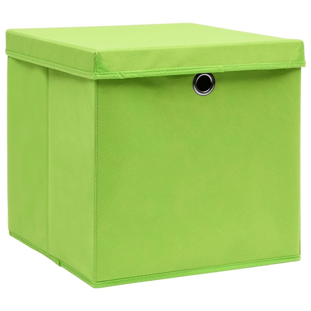 vidaXL Boîtes de rangement avec couvercles 10 pcs. 28x28x28 Image du produit 