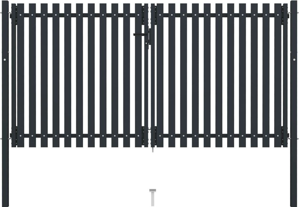 "2026 Aktion"Doppeltür-Gartentor aus Stahl 300x175cm Anthrazit Promotion232917 - Gartentore