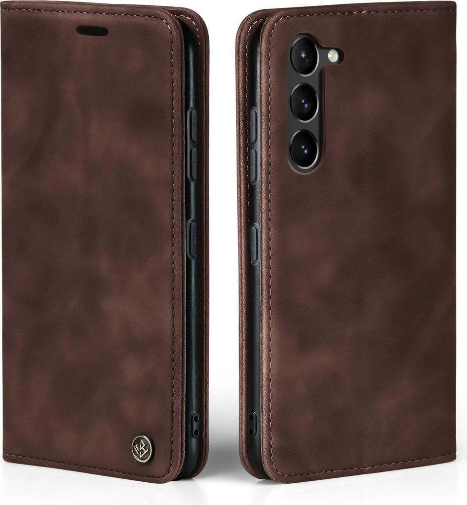 Handy Hülle für Samsung Galaxy S23 Klapphülle Bookcase Flip Cover Handy Tasche Etui Farbe: Dunkelbraun