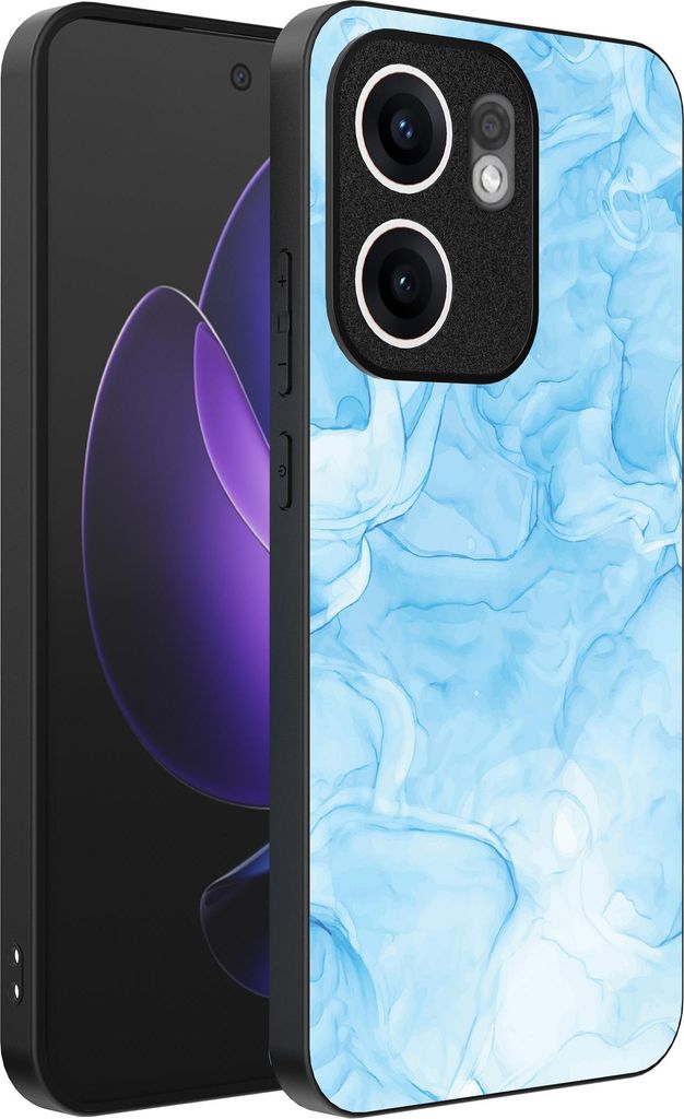 Smartphonica Telefon Fall geeignet für Oppo Reno 13F mit Marmor-Druck - TPU zurück Abdeckung Fall Marmor-Design - Hellblau