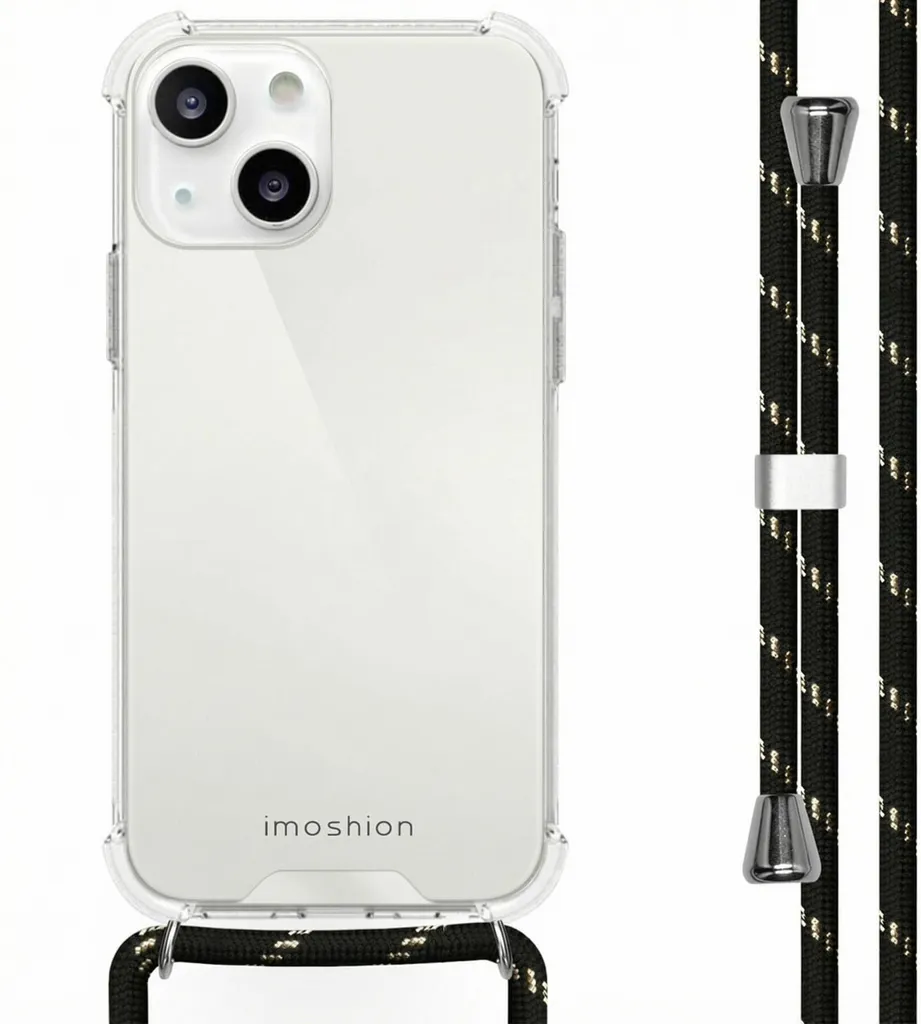 Custodia imoshion iPhone 13 con Cordino Nero e Oro - Protezione Chic