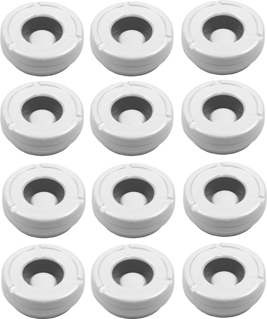12 Stück Windaschenbecher Aschenbecher mit abnehmbaren Deckel aus Melamin in weiß ø 10cm