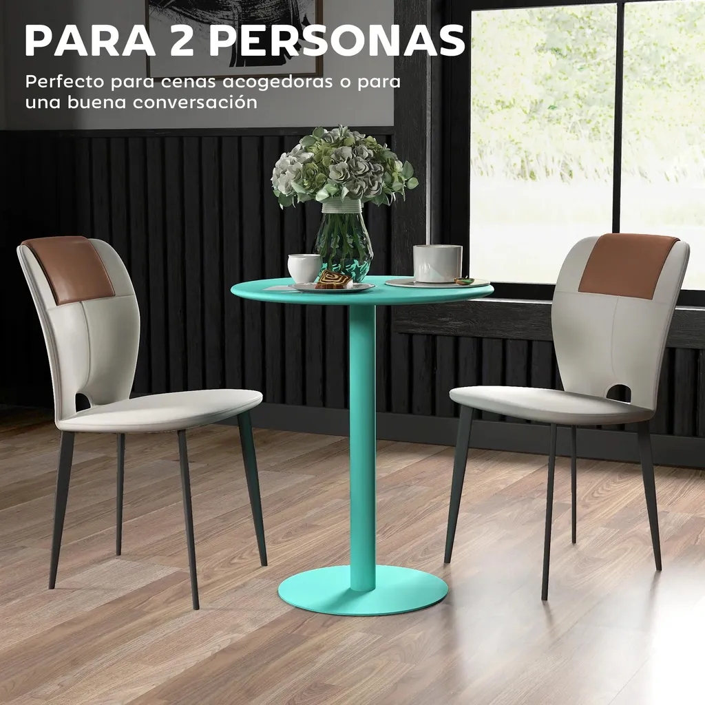 Table d'appoint ronde pour balcon et jardin - Modèle 2 places vert