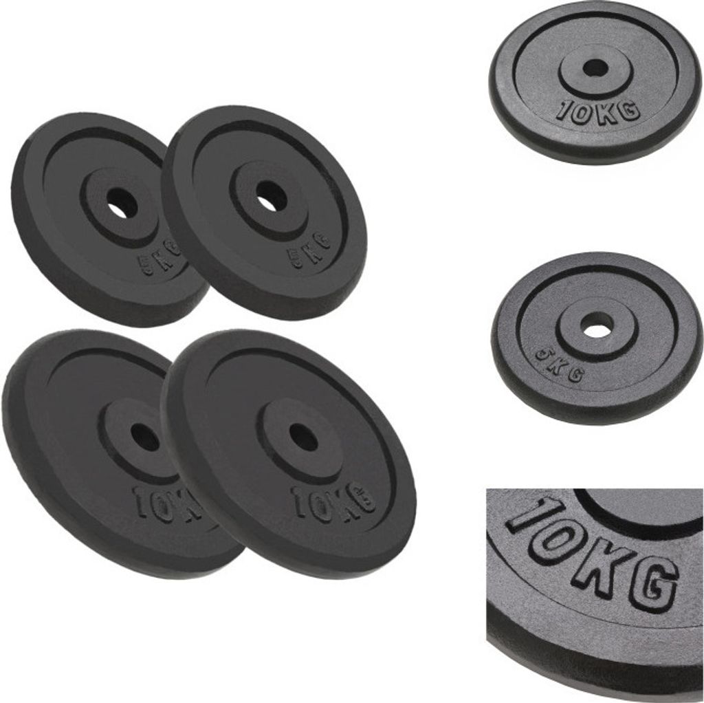 vidaXL Hantelscheiben 4 Stk. 2x10 kg+2x5 kg Gusseisen - Hanteln & Gewichte