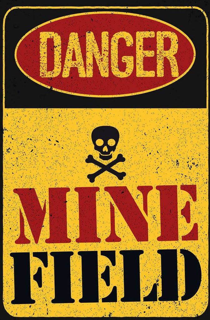 vianmo Holzschild 18x12 cm Achtung Danger Mine Field Minenfeld