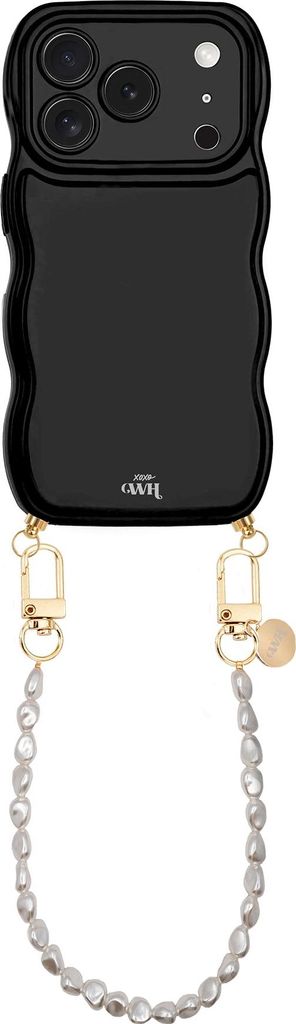 Glossy Wavy Cord Case Black - Pearlfection (short) - iPhone 17 Pro