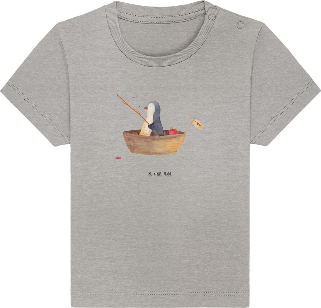 Mr. & Mrs. Panda T-Shirt Pinguin Angelboot 6. - 12. Monat - Heather Grey - Geschenk, Scheidung, Babyshirt, Trennung, Optimistisch, Kinder Oberteil,...
