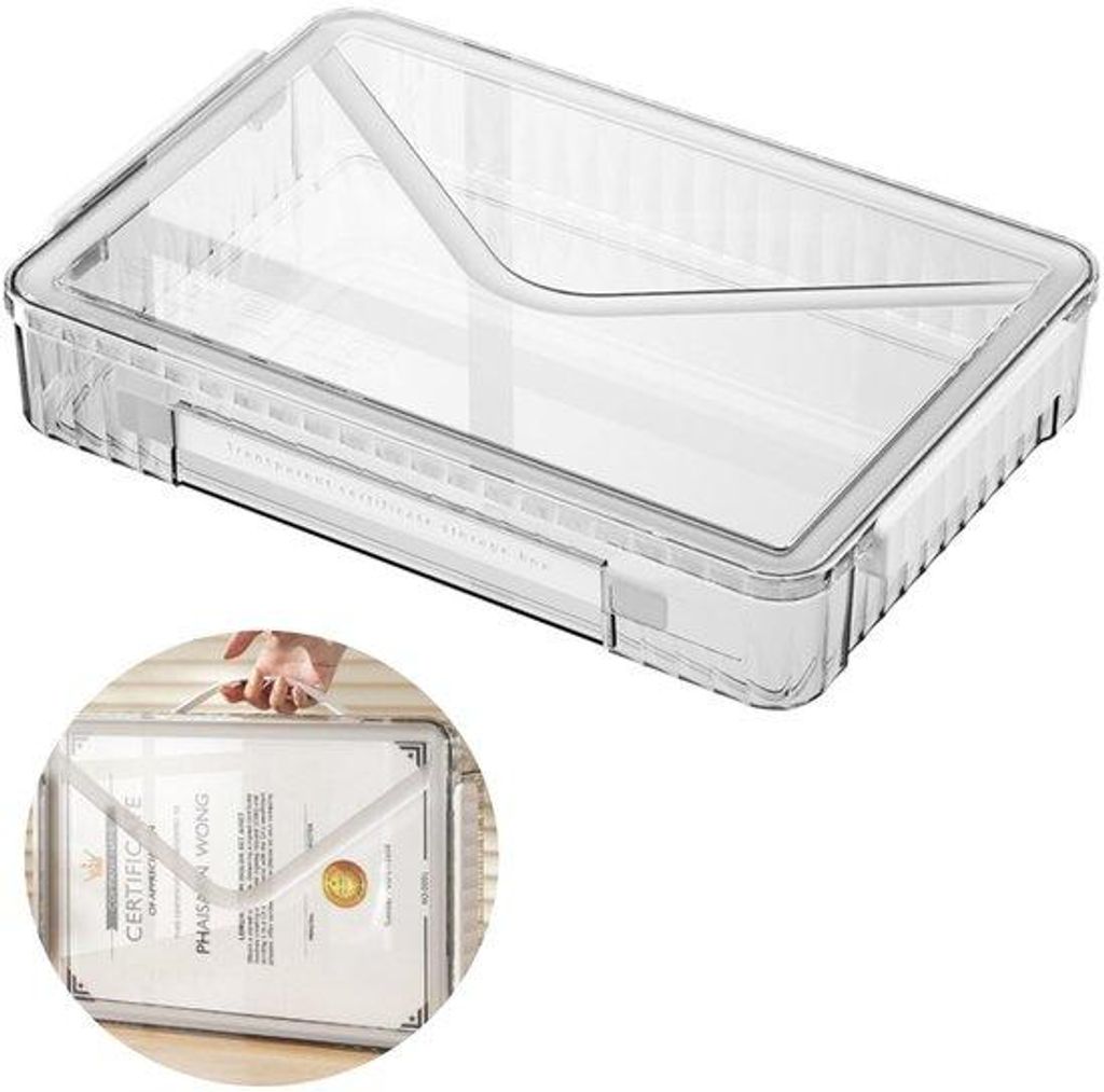 Transparente A4 Aktenbox mit Deckel und Griff