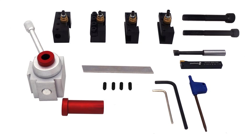 PAULIMOT Schnellwechsel-Stahlhalter-Set inkl. Drehmeißel, Bohrstange und Abstechstahl