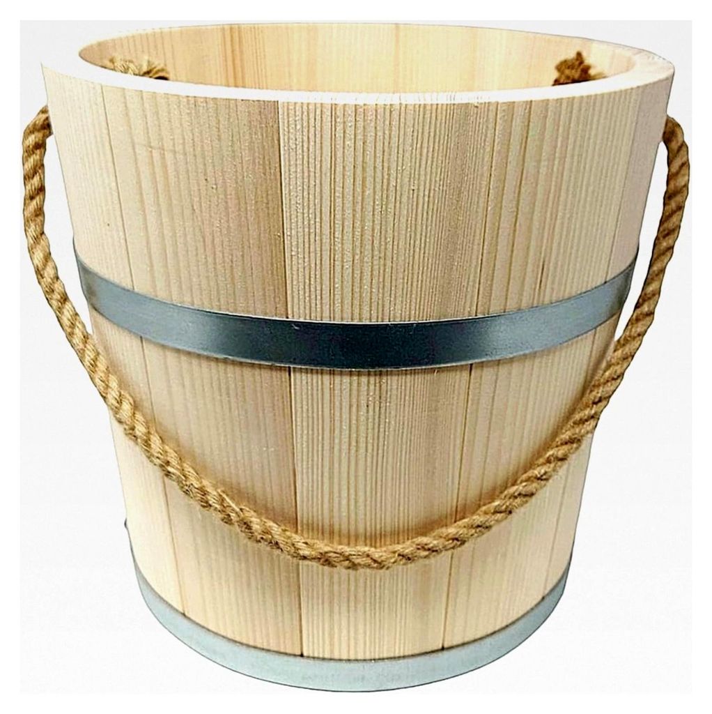 Holzeimer - mittel 10 Liter Wassereimer mit Seil