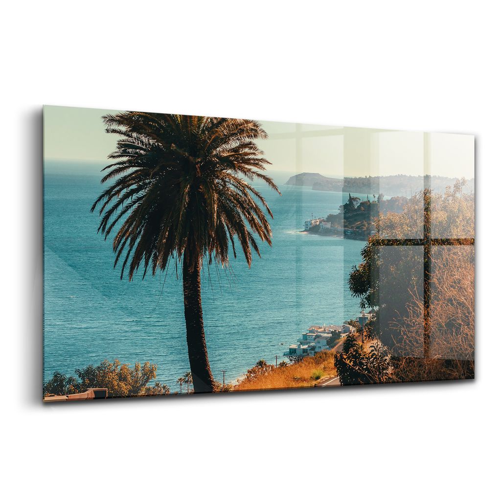 Glasmalerei - dekorative Malerei - moderne Malerei - 140x70 - Palmen in Malibu