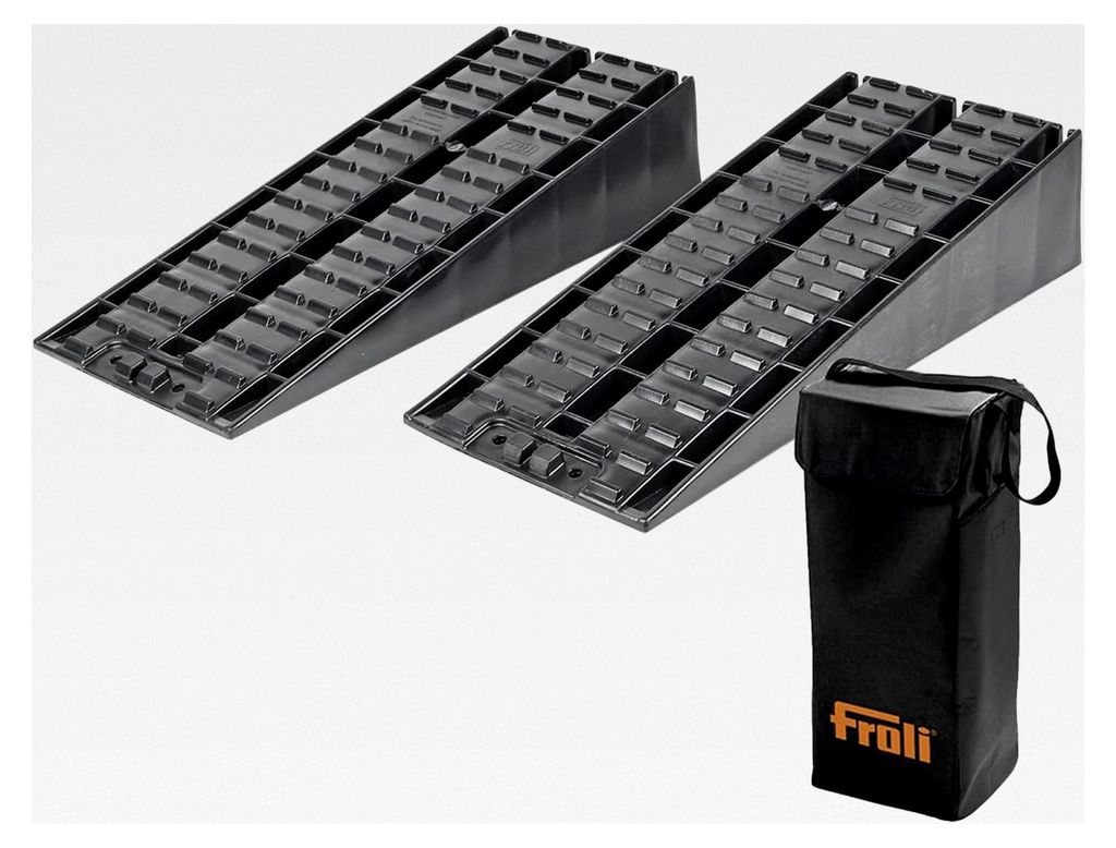 Auffahrkeile Ausgleichskeile schwarz 5000 KG pro Achse mit Tasche für Wohnwagen und Wohnmobil