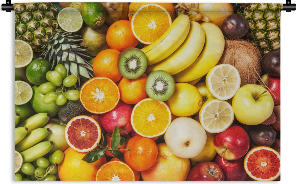 MuchoWow Wandteppich Wandbehang Kiwi - Banane - Obst 150x100 cm Tapisserie Dekoration Wandtuch - Waschbar - Tapisserien - Wand-Decke