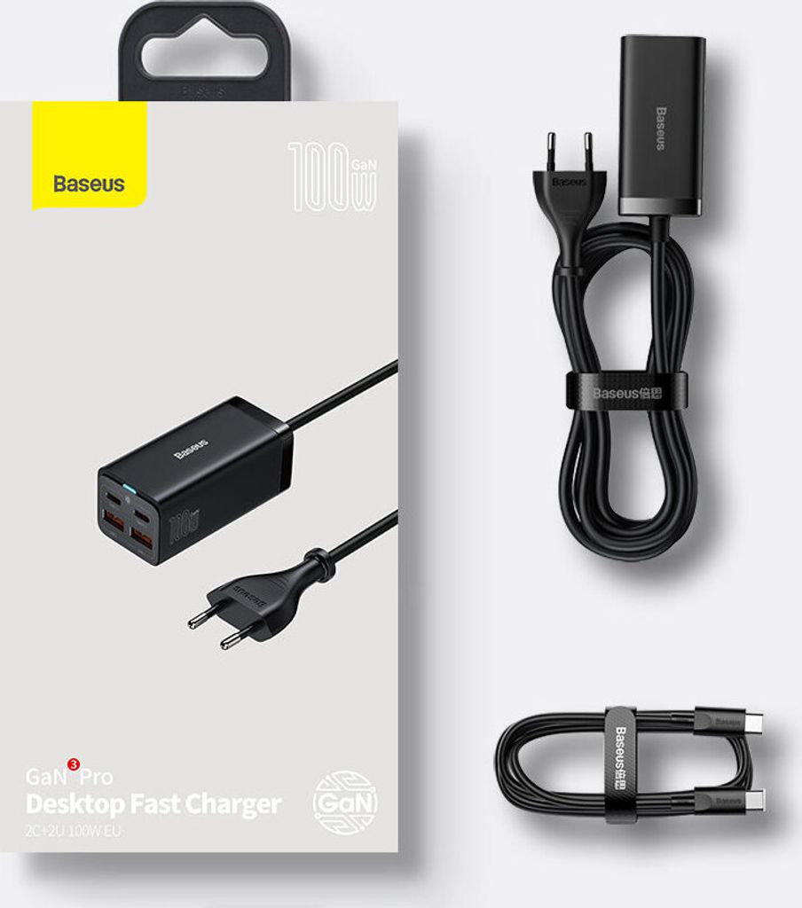 Baseus GaN3 Pro Wandladegerät 2xUSB-C + 2xUSB, 100W Produktbild 14