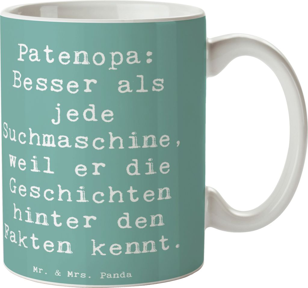 Mr. & Mrs. Panda Kaffeebecher Spruch Patenopa Geschichten - Meeresbrise - Geschenk, Teetasse, Lebensweisheit, schöne tasse, Familienmitglieder, Gr...