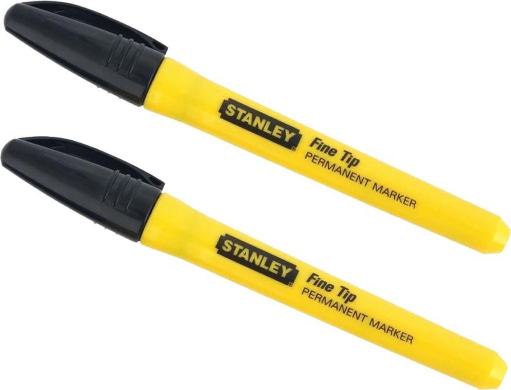 Stanley - Feine Spitze-Permanent-Marker-Stift (2er-Pack) AW157 (Einheitsgröße) (Gelb)