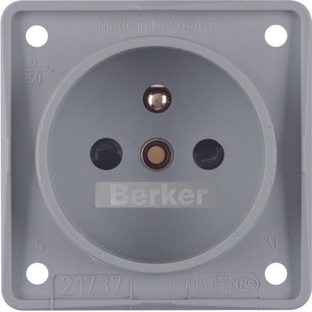 HAGER BERKER Integro Flow Dose mit Schutzkontakt mit erhöht Schutz Kontakte grau 961952506