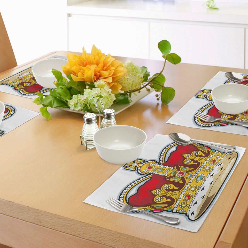 ABAKUHAUS Heraldik Platzmatten, Mittelalterliche britische Krone mit Mittelalter inspirierten Steinen und Formen Kunstdruck, Waschbarer und Farbfes...