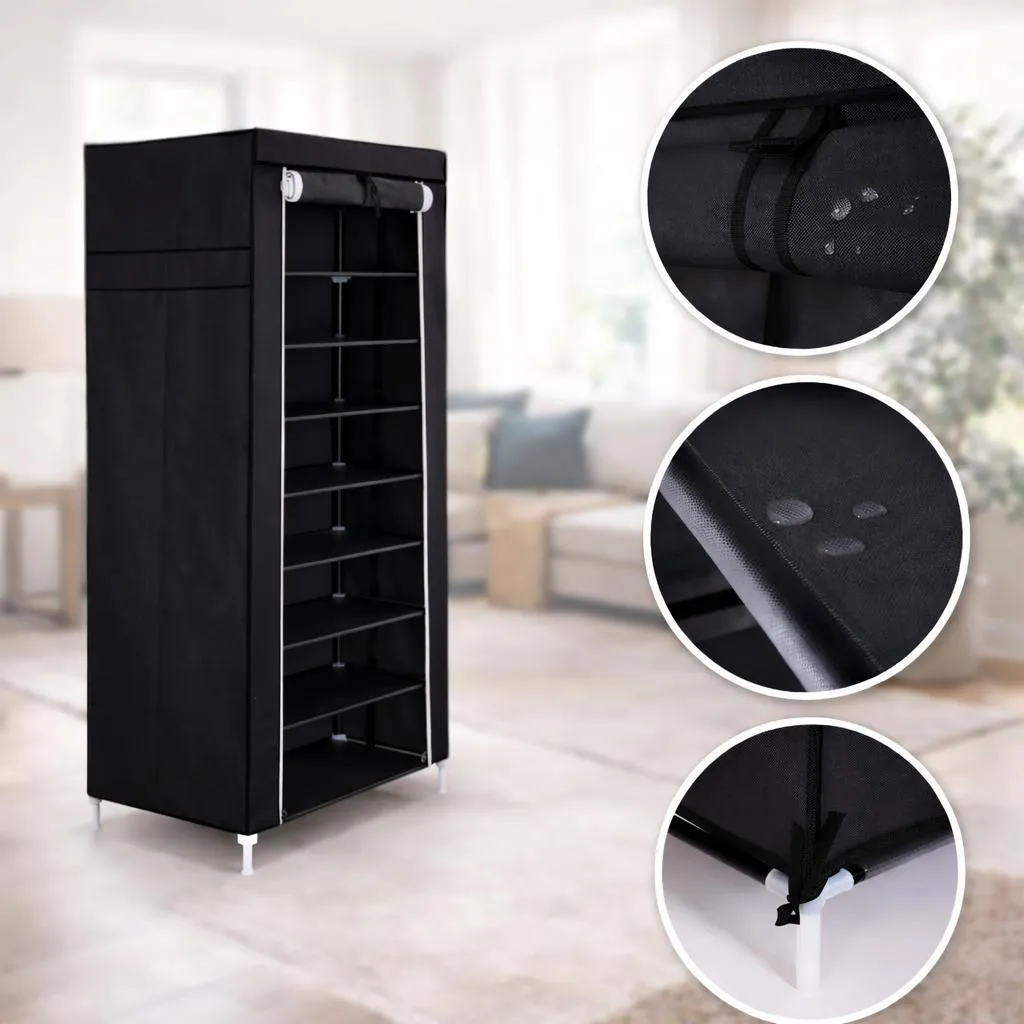 Armoire en tissu noire 10 étagères : stop au désordre et à la poussière - 3