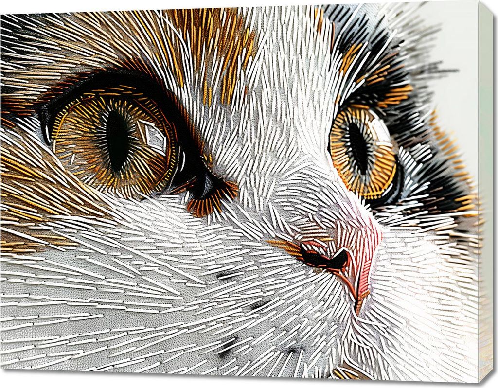 Bild 90x70cm Genähte Katze