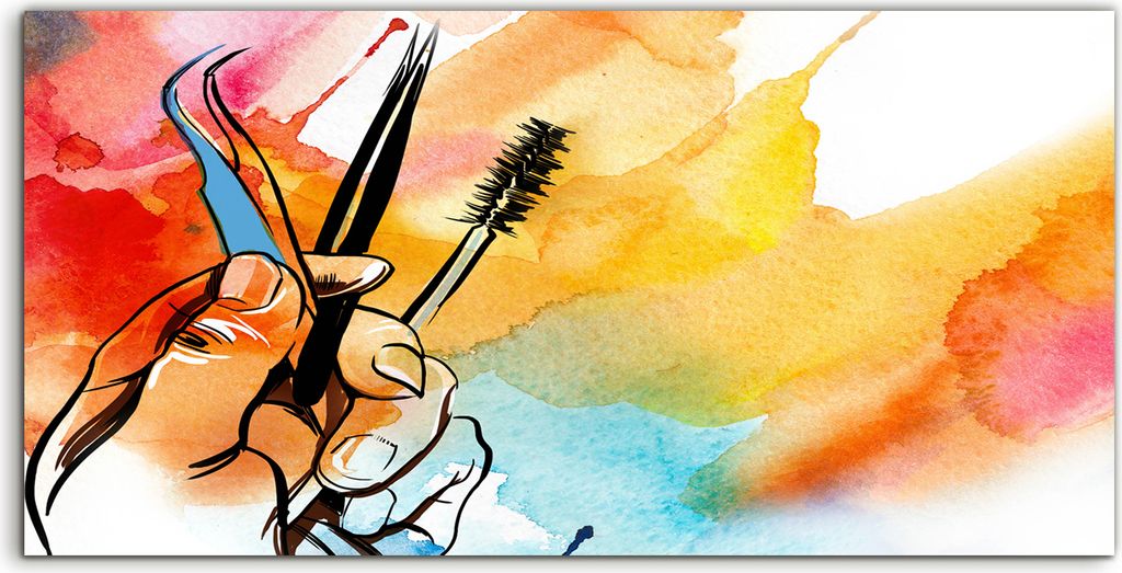 Coloray Acrylbild 140x70 Wandbild Acrylbilder Foto Augenbrauen Tattoo Aquarellfarbe