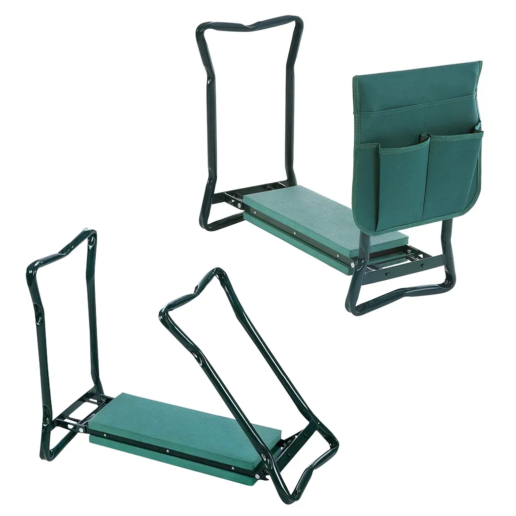 Inginocchiatoio da Giardino Pieghevole 2 in 1 con Tasche Verde 150kg
