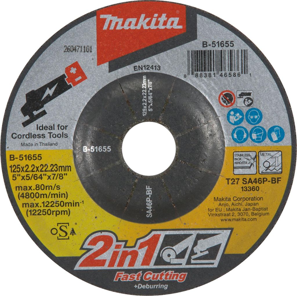 Makita 2 en 1 Disque à tronçonner/ébavurer 1 pc. - 125 mm - Image du produit 