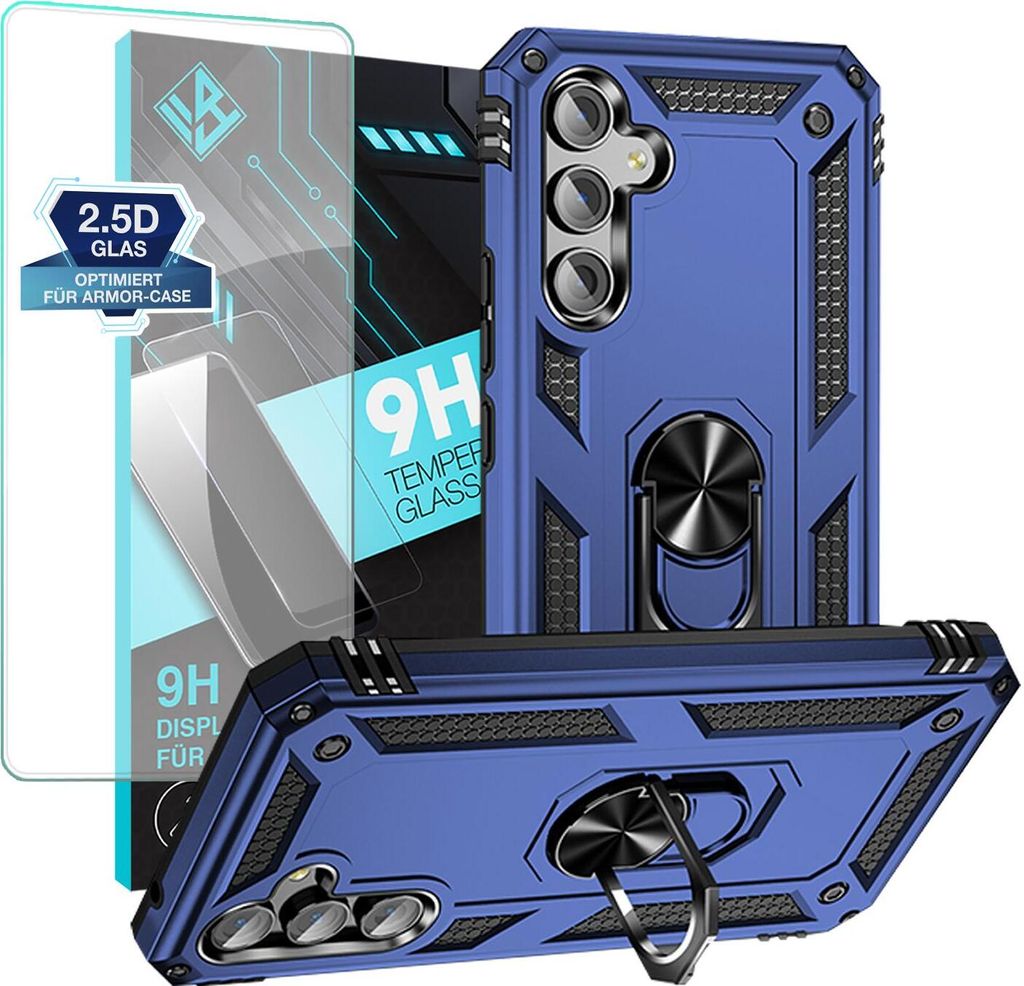 Armor Outdoor Handyhülle für Samsung Galaxy A54 5G Handy Panzer Case Schutzhülle mit 9H Displayglas Displayschutz Farbe: Blau