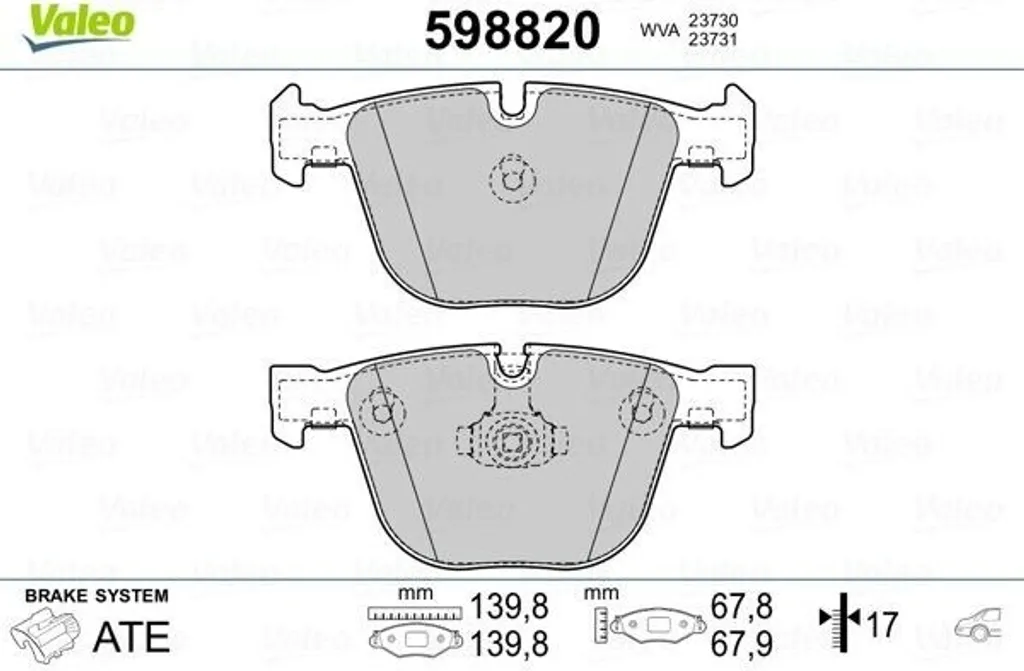 Plaquettes de frein arrière pour BMW Série 5 X5 X6 Valeo 598820 OE