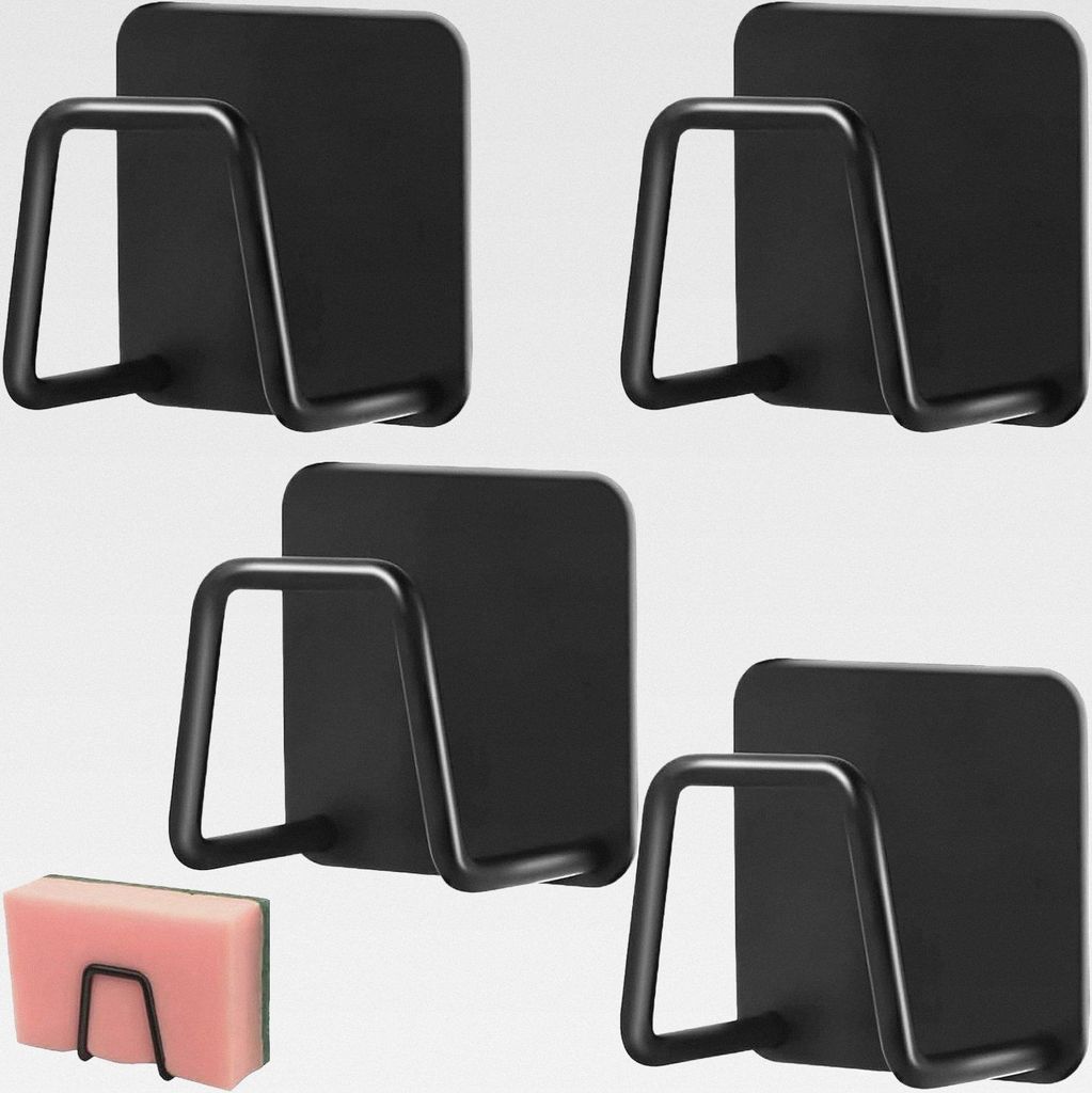 4 Stück Schwammhalter für Küche, selbstklebend, Zubehör für Spüle, Klebehaken, 5 x 5 x 3,2 cm, Schwammhalter, Küche, Spüle, Haken, Schwammh...