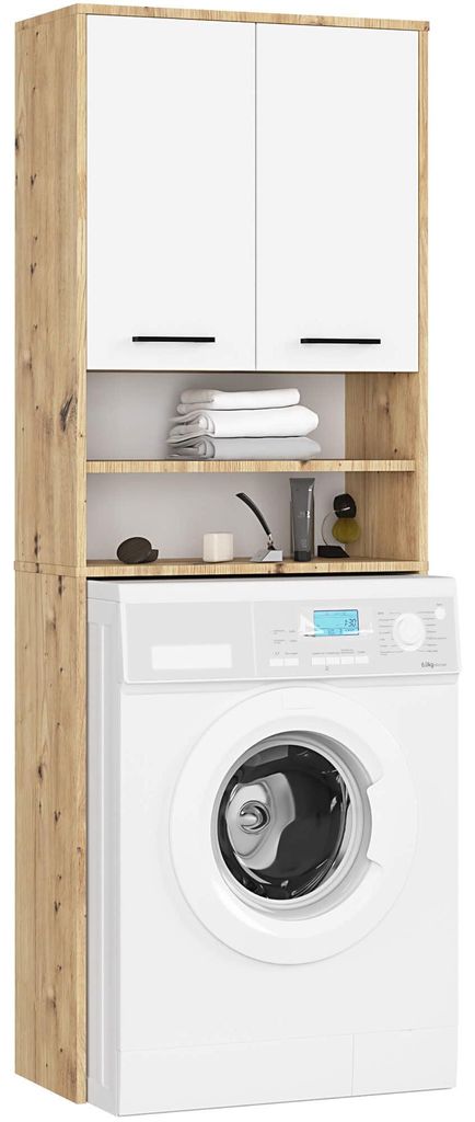 Waschmaschinenumbauschrank FIN Artisan Eiche, Weiß 64 cm 2 Produktbild 