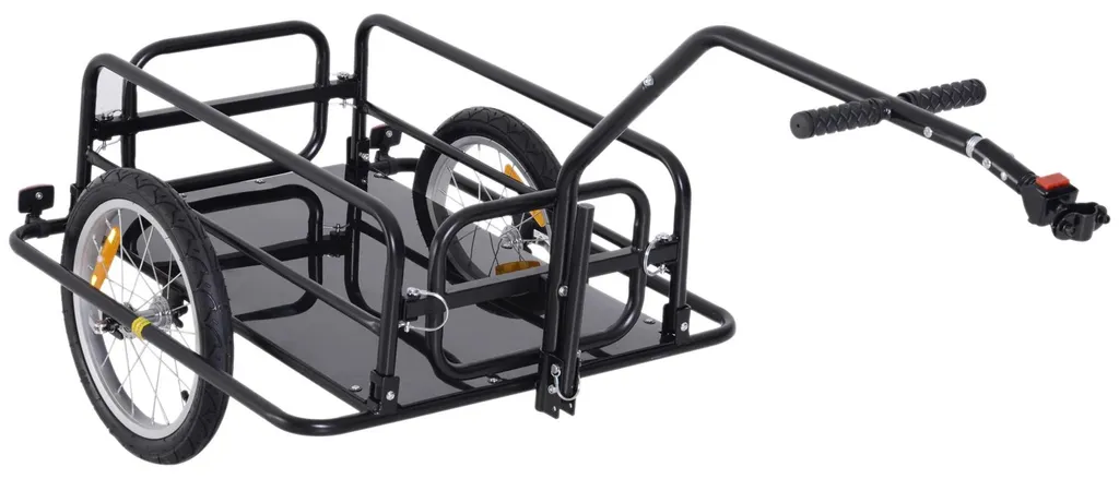 Remorque métallique robuste à deux roues pour transport de charges noires